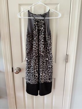 Express Leopard Print Halter dress with Black Trim size XS Animal print